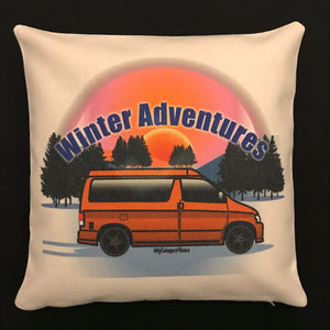 MyCamperVan personalised Bongo camper van cushion cover Winter Adventures