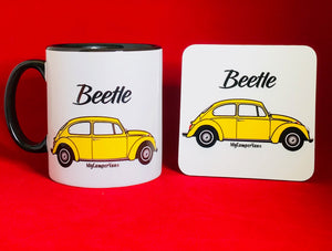 MyCamperVan yellow beetle mug and coaster